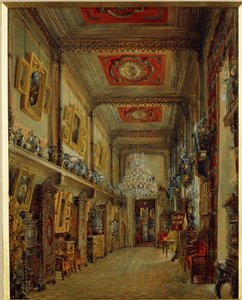 De bibliotheek van het Joesoepov-paleis in Sint-Petersburg door Vasili Semenovich Sadovnikov