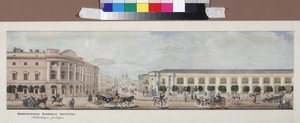 De keizerlijke openbare bibliotheek (van het panorama van de Nevsky Prospekt) door Vasili Semenovich Sadovnikov