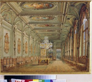 De hoofd eetzaal (Galerij van Hendrik II) in het Yusupov-paleis in Sint-Petersburg door Vasili Semenovich Sadovnikov
