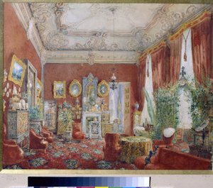 De familiewoonkamer in het Yusupov-paleis in Sint-Petersburg door Vasili Semenovich Sadovnikov