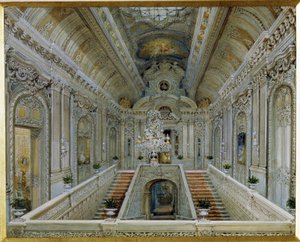 De hoofdtrap in het Joesoepov-paleis in Sint-Petersburg door Vasili Semenovich Sadovnikov