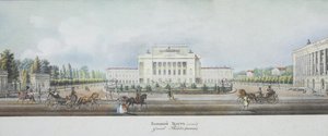 Het Sint-Petersburgse Keizerlijke Bolshoi Kamenny Theater uit het panorama van de Nevsky Prospekt door Vasili Semenovich Sadovnikov
