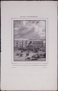 Uitzichten van Sint-Petersburg. Het ruiterstandbeeld van Peter de Grote op het Senaatsplein door Vasili Semenovich Sadovnikov
