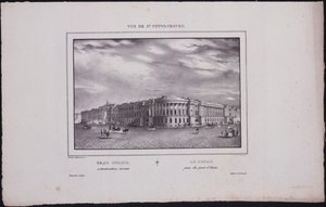 Gezichten van Sint-Petersburg. Uitzicht op het Senaatsgebouw vanaf de Sint-Isaacbrug, 1833 door Vasili Semenovich Sadovnikov
