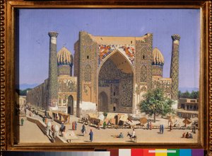 De Sherdar Madrasah op het Registanplein in Samarkand door Vasili Vasilievich Vereshchagin