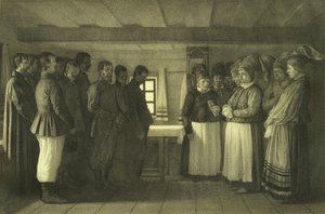 De Doukhobors bidden, 1865 door Vasili Vasilievich Vereshchagin