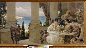 Op het terras door Vasily Alexandrovich Kotarbinsky