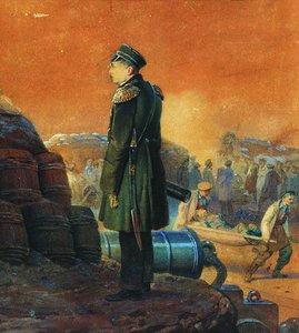 Admiraal Pavel Nakhimov op het bastion, 1855