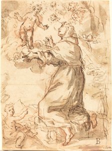 Het Christuskind Verschijnt aan Sint Franciscus door Venetian 17th Century