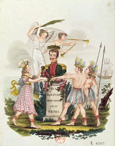 Populaire afbeeldingen die Bolivar verheerlijken, ca. 1840 door Venezuelan School