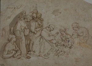 Studie voor Wonder van Sint Bernardinus van Siena door Ventura Salimbeni