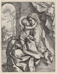 Maagd en kind door Ventura Salimbeni after Guido Reni