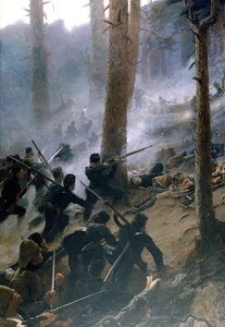 De aanval op de Peiwar Kotal door de 5e Gurkha Rifles, Afghanistan, december 1878, c.1890 door Vereker Monteith Hamilton