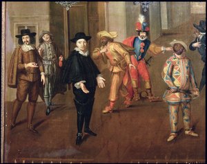 Italiaanse en Franse Komieken die Farces Spelen, 1670 (detail)
