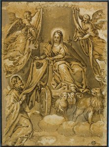 Maagd Maria geeft scapulier aan Sint Simon Stock