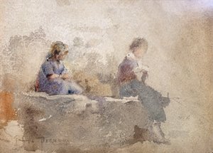 Twee jonge vrouwen door Vespasiano Bignami