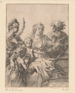 Heilige Familie met Johannes de Doper en Elisabet door Vespasiano Strada
