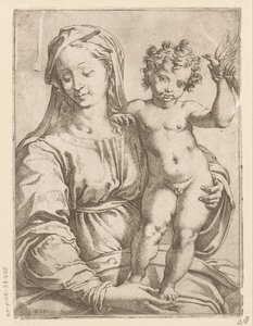 Maria met Kind en een vogel door Vespasiano Strada
