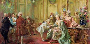 De presentatie van de jonge Mozart aan Mme de Pompadour in Versailles in 1763 door Vicente Garcia de Parades
