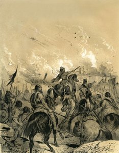 De Galliërs namen Rome in na de Slag bij Allia in 390. Gravure door Victor Adam (1801-1866) in het boek 