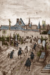 Jansenistische convulsionair (of Saint Medard) (Werken van convulsies) in de 18e eeuw: de zieken en gebrekkigen gaan naar de begraafplaats van Saint-Medard (waar het graf van diaken Francois Paris is) om miraculeus genezen te worden (Convulsionnaire prakti