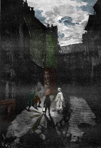 Paranormaal fenomeen: Verschijning van een geest in de binnenplaats van een spookkasteel