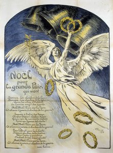 Allegorische figuur van Vrede - Gedicht Kerstmis voor de grote vrede die komt door André Fontaine, ill. door V. Prouvé