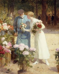 Een bloemenmarkt door Victor Gabriel Gilbert