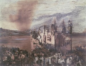 Het Kasteel (inkt, was en kleur op papier)