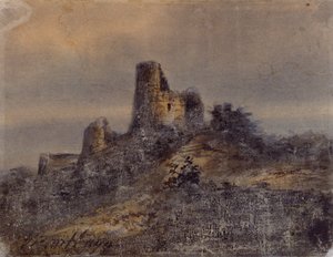 Uitzicht op de ruïnes van het kasteel van Arques la Bataille door Victor Hugo