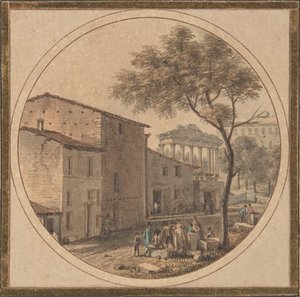 Uitzicht op het Romeinse Forum met de Tempel van Saturnus op de achtergrond, n.d. door Victor Jean Nicolle