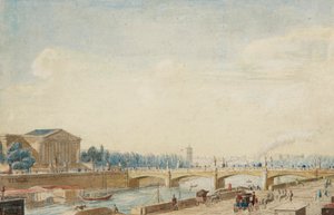 Uitzicht op de Pont de la Concorde en het Palais Bourbon in Parijs door Victor Jean Nicolle