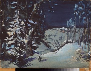 Decorontwerp voor het toneelstuk De sneeuwmaagd van Alexander Ostrovsky door Victor Mikhailovich Vasnetsov