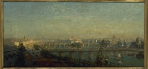 Parijs aan de oostkant: uitzicht vanaf de daken van het Louvre, in 1856 door Victor Navlet