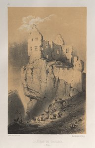 Pittoreske Architectuur of Monumenten van de 15e en 16e Eeuw: Kastelen van Frankrijk uit de 15e en 16e Eeuw: Pl. 30, Kasteel van Crussol (Drome) door Victor Petit
