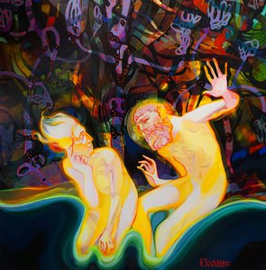 Stralende spirituele figuren