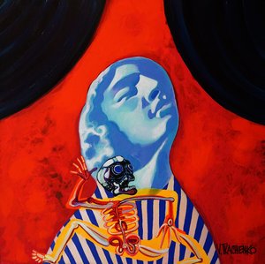 Surrealistisch blauw schedel