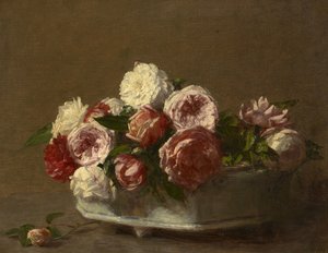 Rozen in een porseleinen planter, ca. 1875?-1900 door Victoria Dubourg