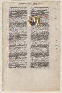 Blad met Initiaal uit een Latijnse Bijbel: Initiaal M: St. Paulus met een Zwaard en een Boek