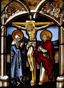 De Kruisiging met de Maagd, St. Johannes en Engelen