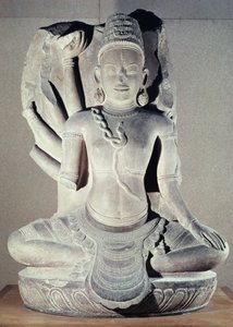 Shiva met tien armen, van Thap Banh It Tempel, Binh Dinh, Vietnam, 11e-12e eeuw (zandsteen) door Vietnamese School