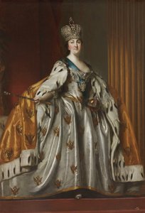 Portret van Keizerin Catharina II 1729-1796 in haar kroningsgewaden, na 1762 door Vigilius Erichsen