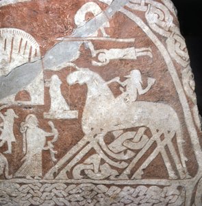 Wotan (Odin), op zijn achtbenige paard Sleipnir - Vikingrunen van het eiland Gotland (Zweden) door Viking Viking