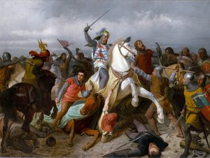 Slag bij Crécy op 26 augustus 1346 - Jan I van Luxemburg, de Blinde, koning van Bohemen door Viktor Barvitius