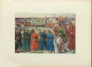 Tsaren Alexei Mikhailovich rijden naar de jacht, 1896