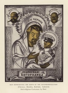 Ikon die de heiligen van de contrarevolutie voorstelt (kleurenlitho)