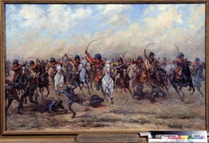 Aanval van de Wilde Divisie op de Oostenrijkse infanterie door Viktor Viketyevich Masurovsky