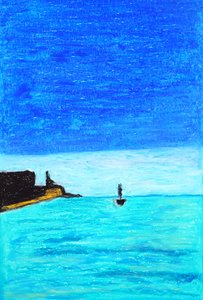 Levendig blauw zeegezicht door Viktoriia Saunina