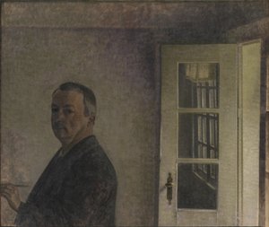 Zelfportret. De Cottage Spurveskjul in Sorgenfri, ten noorden van Kopenhagen door Vilhelm Hammershøi