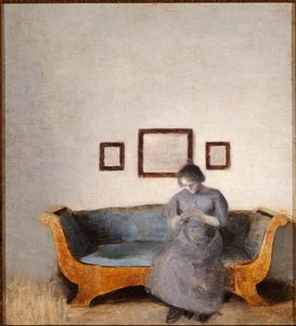 Ida Hammershoi zittend op een bank